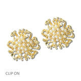 113404, PEARL CLUSTER CLIP ON EARRINGS