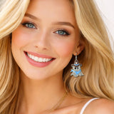 113409, WESTERN GHOST COWBOY RHINESTONE EARRINGS