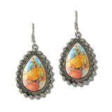 113410, HANDCRAFTED WESTERN STONE TEARDROP DROP EARRINGS