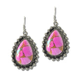 113410, HANDCRAFTED WESTERN STONE TEARDROP DROP EARRINGS
