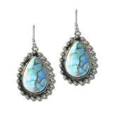 113410, HANDCRAFTED WESTERN STONE TEARDROP DROP EARRINGS