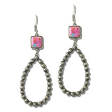 113411, HANDCRAFTED SQUARE STONE ACCENT WESTERN BEADED TEARDROP EARRINGS