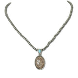 113412, WESTERN OVAL NAVAJO PEARL 16" CHOKER, JN0003_JOL