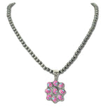 113413, HANDCRAFTED WESTERN STONE NAVAJO BEADED BLOSSOM PENDANT NECKLACE