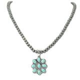 113413, HANDCRAFTED WESTERN STONE NAVAJO BEADED BLOSSOM PENDANT NECKLACE