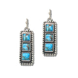 113417, WESTERN HANDCRAFTED STONE RECTANGULAR DROP EARRINGS