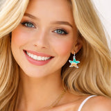113419, CRUSED STONE AND BEACH SAND STARFISH DROP EARRINGS