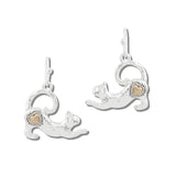 113422, SCULPTED CAT AND HEART DROP EARRINGS