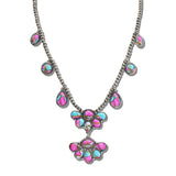 113428, WESTERN HANDCRAFTED STONE HALF CONCHO CLUSTER NECKLACE
