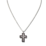 113431, TEXTURED LAYERED CROSS PENDANT NECKLACE