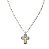 113431, TEXTURED LAYERED CROSS PENDANT NECKLACE