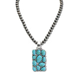 113432, WESTERN RECTANGULAR STONE CLUSTER PENDANT NECKLACE