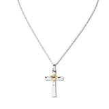 113436, HAMMERED CROSS AND HEART PENDANT NECKLACE