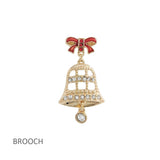 113441, CHRISTMAS ENAMELED RED BOW AND CRYSTAL BELL BROOCH