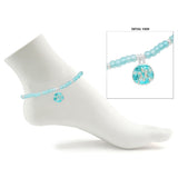 113443, ENAMEL SAND DOLLAR CHARM FROSTED BEADED STRETCH ANKLET