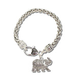 113446, ELEPHANT CHARM BRAIDED CHAIN BRACELET