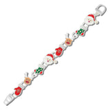 113449, CHRISTMAS ENAMELED SANTA CLAUS AND REINDEER MAGNETIC LINK BRACELET
