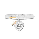 113453, MATTHEW 19:26 ENGRAVED HEART STRETCH BRACELET