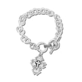 113455, ORNATE CROSS CHARM DOUBLE LINK TOGGLE BRACELET