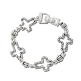 113459, ROPE TEXTURED OPENWORK CROSS MAGNETIC LINK BRACELET