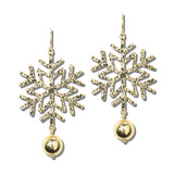 113467, CHRISTMAS HAMMERED SNOWFLAKE AND BEAD DROP EARRINGS