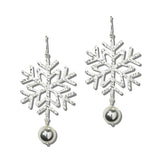 113467, CHRISTMAS HAMMERED SNOWFLAKE AND BEAD DROP EARRINGS