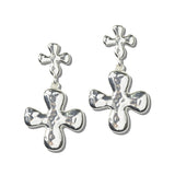 113468, ORGANIC SCULPTED CROSS DROP EARRINGS