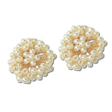 113470, WIRE WRAPPED PEARL CLUSTER STUD EARRINGS