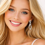 113471, BRUSHED INTERLOCKING OVAL CHAIN LINK DROP EARRINGS