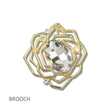 113474, GEOMETRIC OPENWORK FLORAL GEM BROOCH
