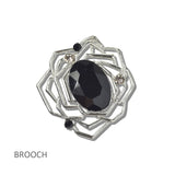 113474, GEOMETRIC OPENWORK FLORAL GEM BROOCH