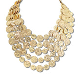 113480, HAMMERED DISC MULTI STRAND BIB NECKLACE