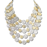 113480, HAMMERED DISC MULTI STRAND BIB NECKLACE