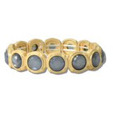 113481, FACETED GEMSTONE AND PEARL FRAMED STRETCH BRACELET