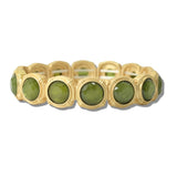 113481, FACETED GEMSTONE AND PEARL FRAMED STRETCH BRACELET