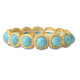 113481, FACETED GEMSTONE AND PEARL FRAMED STRETCH BRACELET
