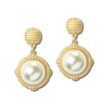113483, RIBBED STUD FACETED PEARL AND GEMSTONE DROP EARRINGS