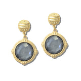 113483, RIBBED STUD FACETED PEARL AND GEMSTONE DROP EARRINGS