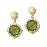 113483, RIBBED STUD FACETED PEARL AND GEMSTONE DROP EARRINGS
