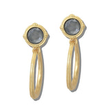113484, FACETED GEMSTONE AND PEARL RING DROP EARRINGS