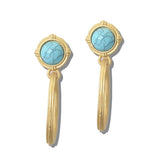 113484, FACETED GEMSTONE AND PEARL RING DROP EARRINGS