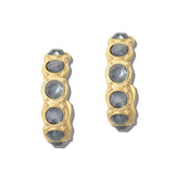 113485, FACETED GEMSTONE AND PEARL STATION HOOP EARRINGS
