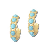 113485, FACETED GEMSTONE AND PEARL STATION HOOP EARRINGS