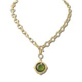 113486, FACETED GEMSTONE AND PEARL MEDALLION TOGGLE CHAIN NECKLACE