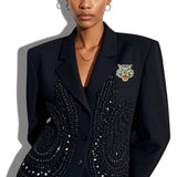 113487, CRYSTAL PAVE TIGER HEAD BROOCH PIN