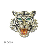 113487, CRYSTAL PAVE TIGER HEAD BROOCH PIN