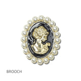113488, PEARL HALO CAMEO PROFILE BROOCH PIN