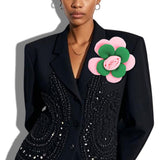 113494, SORORITY OVERSIZED FABRIC FLOWER STATEMENT BROOCH AND HAIR CLIP