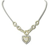 113508, 14K GOLD PLATED CZ PAVE HEART CHARM NECKLACE