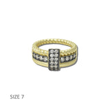 113511, 14K GOLD PLATED PAVE CZ ACCENT TEXTURE RING